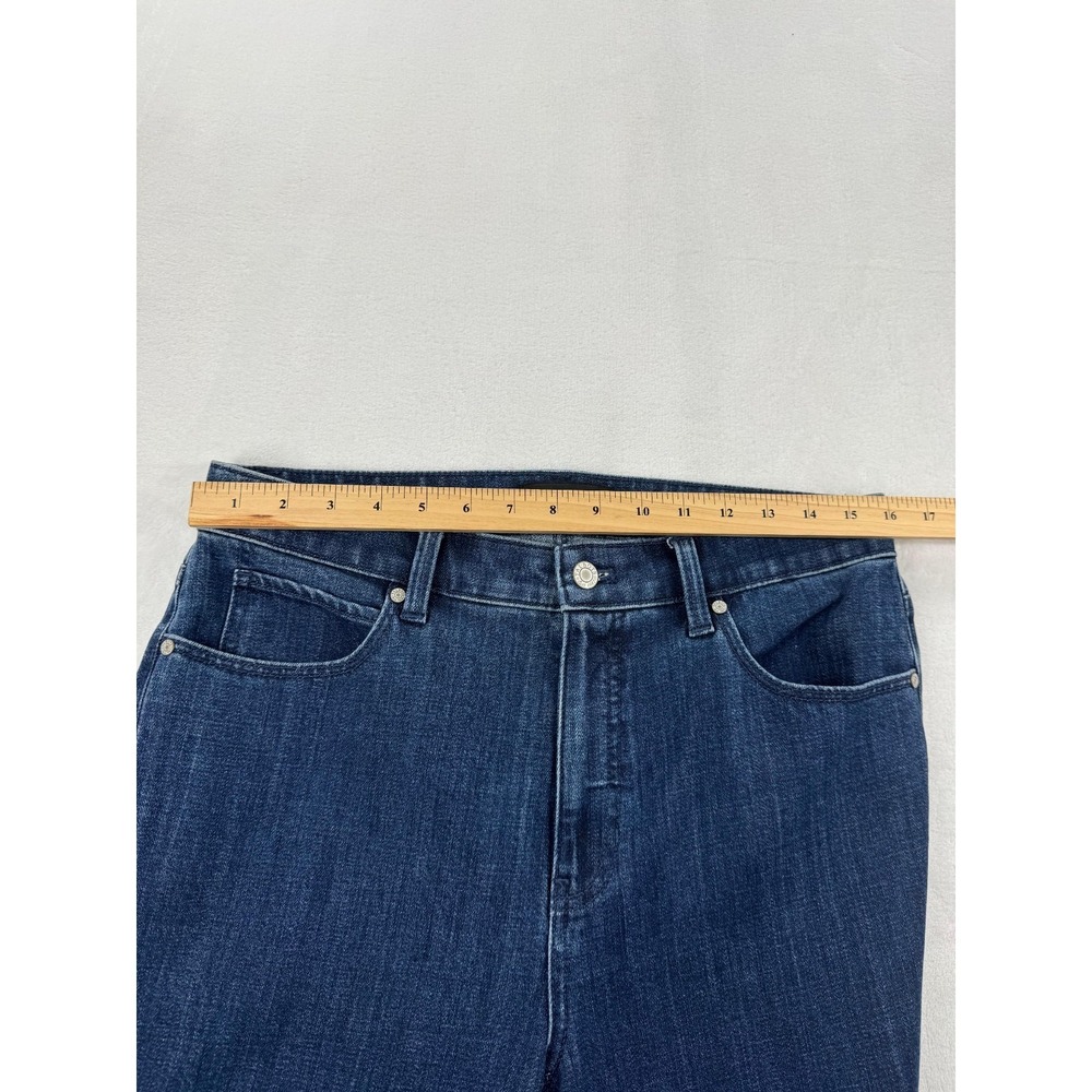 Talbots Straight Leg Plaid Cuff Jeans Women's 10 Blue Denim Wash Zip Fly Stretch - Picture 7 of 8